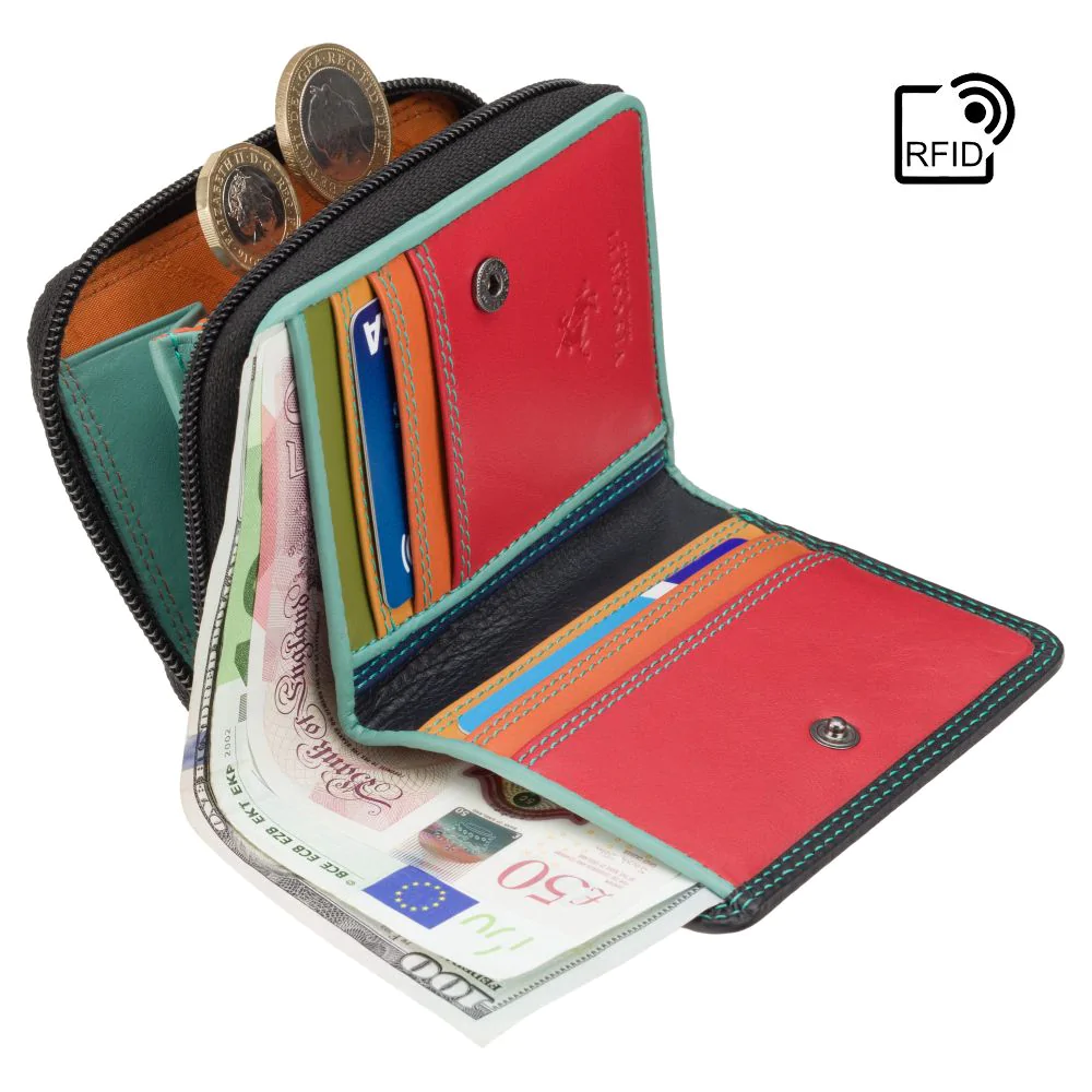 Чёрный женский кошелек Visconti RB53 BLK/RHUMBA c RFID