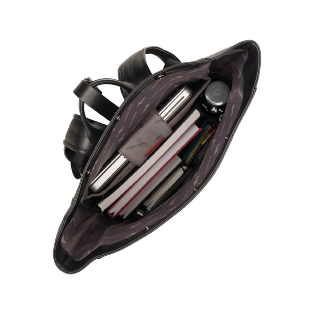 Чёрный городской рюкзак из телячьей кожи Visconti TC90 BLK