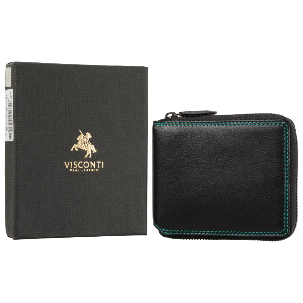 Маленький женский кошелёк на молнии Visconti SP29 BLK M Picasso