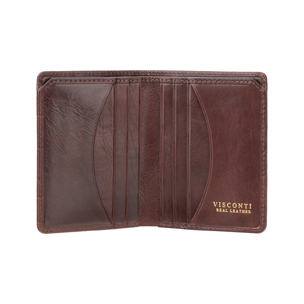 Коричневый кошелёк из кожи под рептилию Visconti CR91 BRN Caiman c RFID
