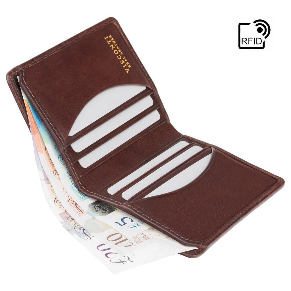Коричневый кошелёк из кожи под рептилию Visconti CR91 BRN Caiman c RFID