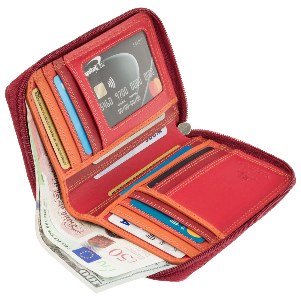 Червоний жіночий гаманець із натуральної шкіри Visconti RB98 RED MULTI