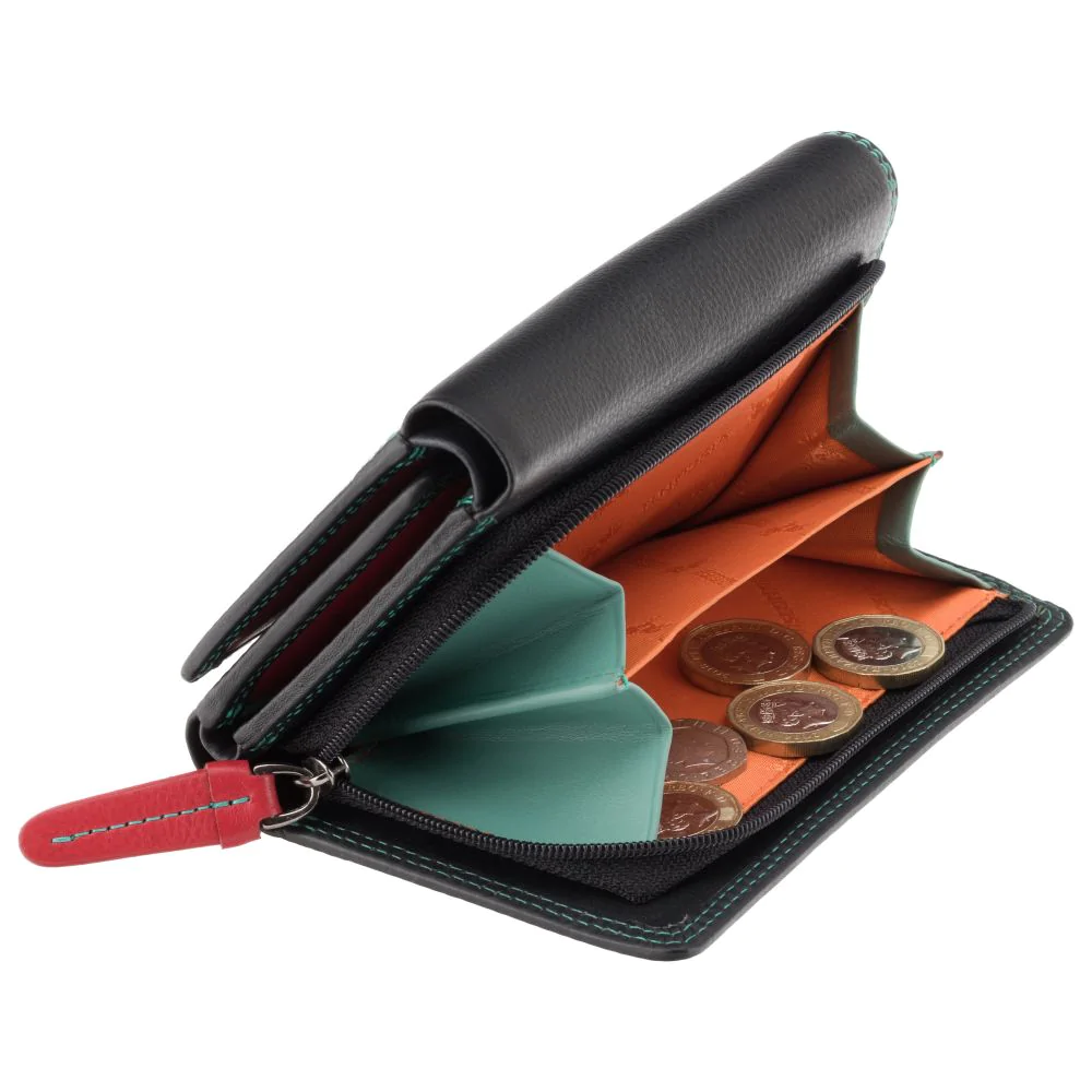 Чорний шкіряний гаманець Visconti RB43 BLK/RHUMBA Bora c RFID