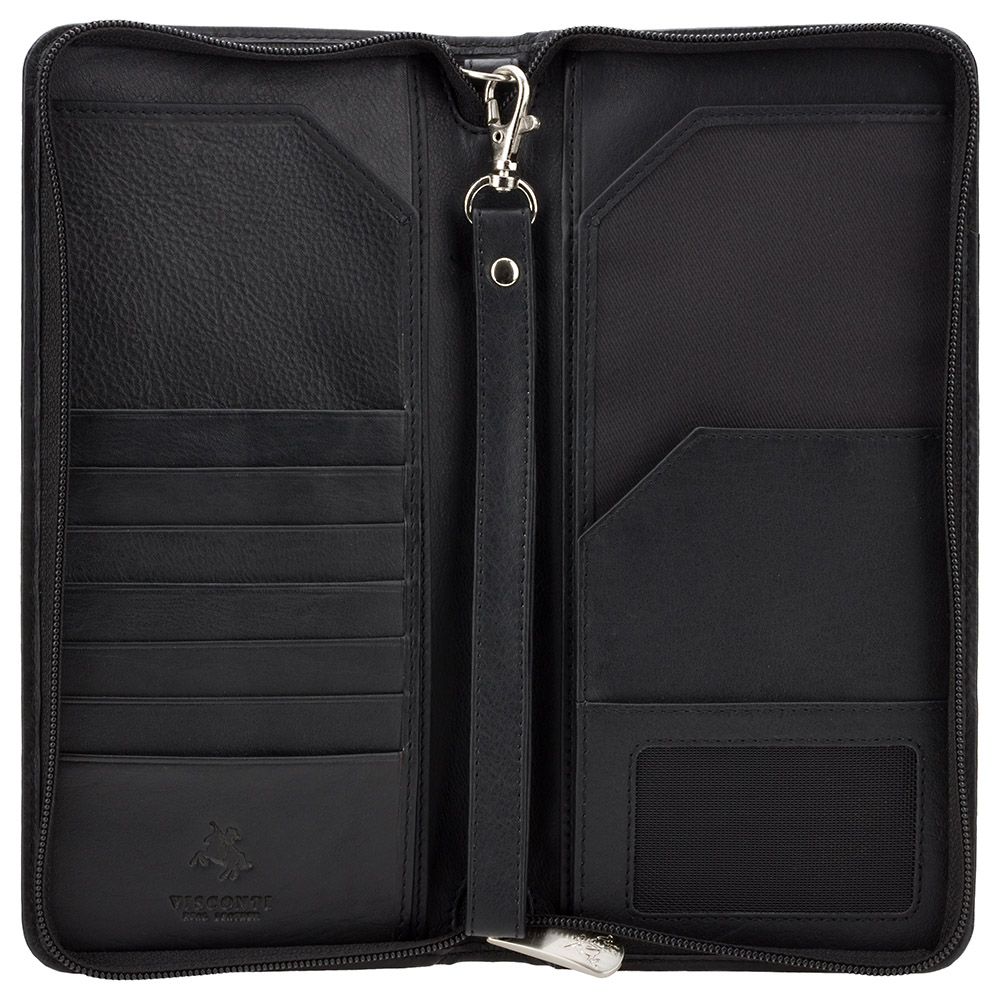 Портмоне дорожнє чорного кольору Visconti 1157 BLK