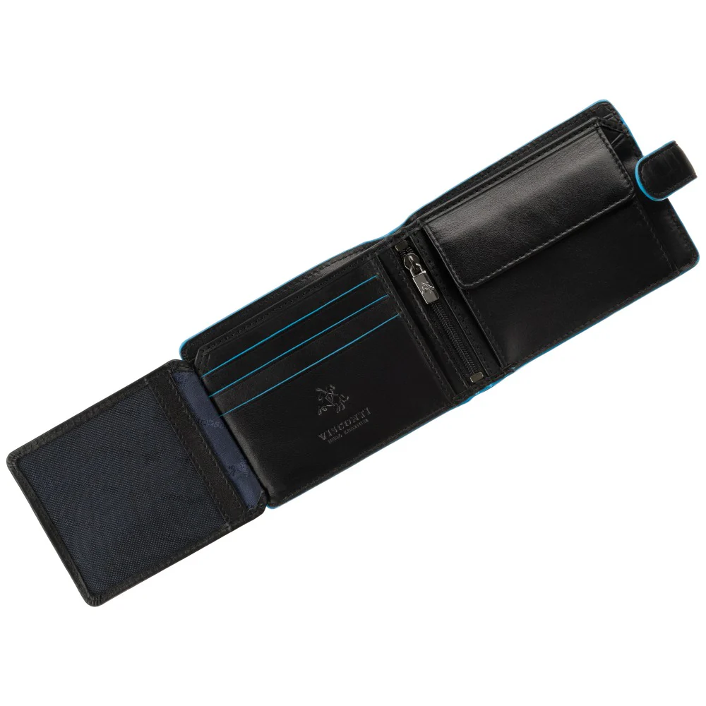 Чоловічий шкіряний портмоне на кнопці Morgex Visconti ALP93 BLK
