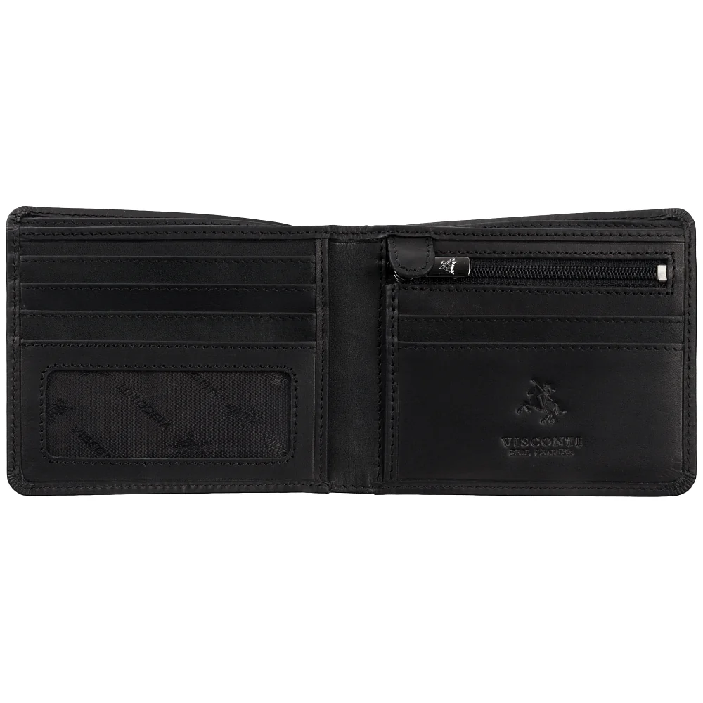 Мужской кожаный кошелёк Visconti 707 Shield (Matte Black)
