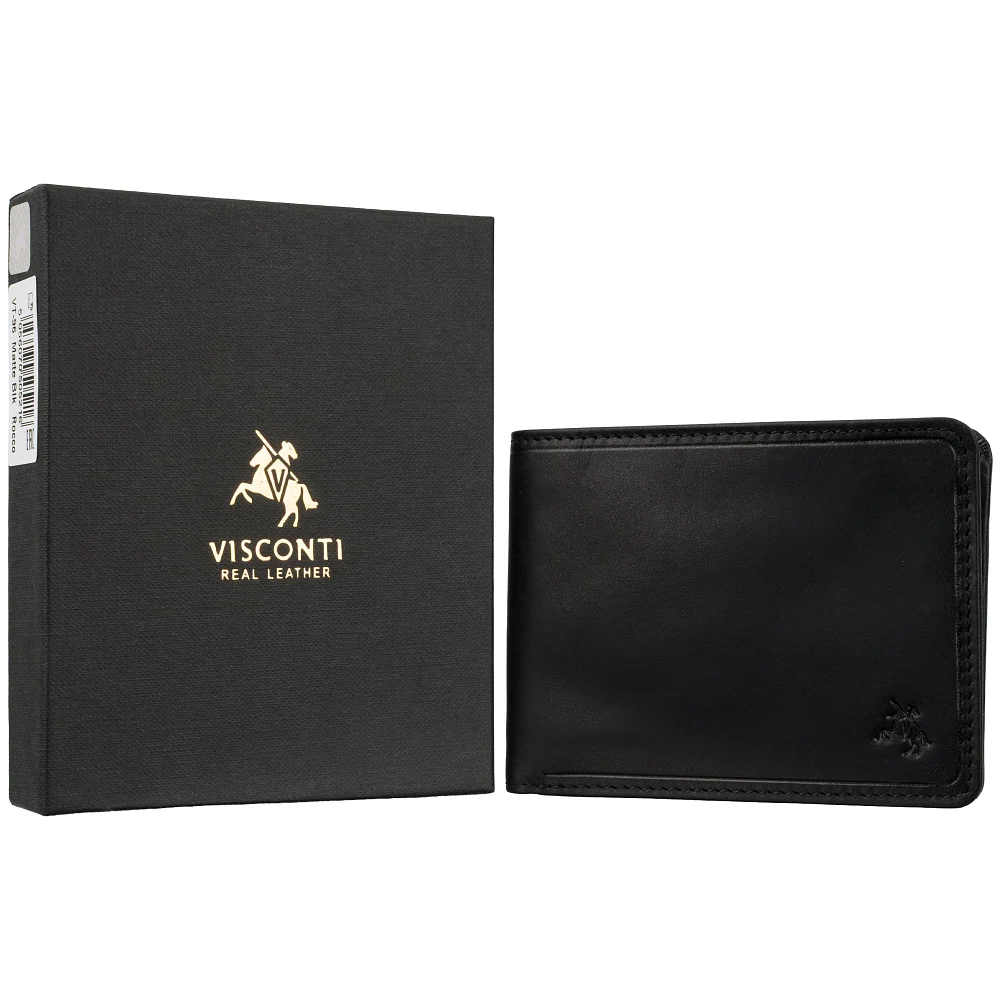 Мужской кожаный кошелёк Visconti VT96 M/BLK Rocco с RFID-защитой