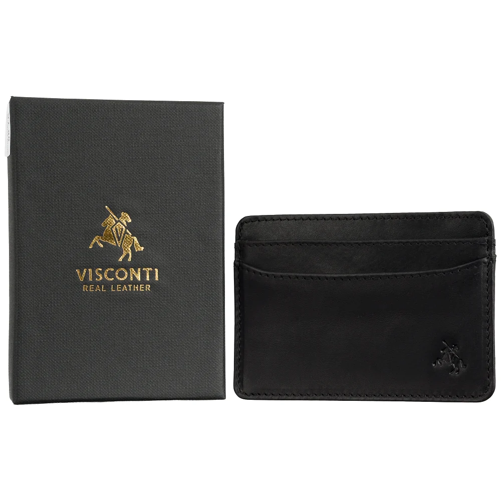 Кожаный картхолдер Visconti VT90 M/BLK Carlo с RFID-защитой
