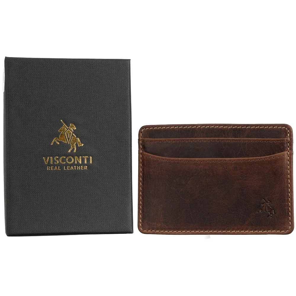 Кожаный картхолдер Visconti VT90 Carlo Chestnut Brown с RFID-защитой