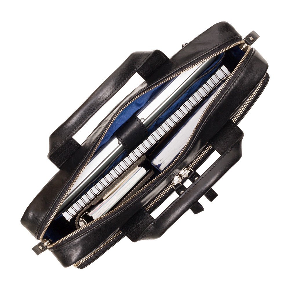 Шкіряна сумка для ноутбука 13" Visconti ML30 BLK Hugo (з зашитою RFID) Чорна