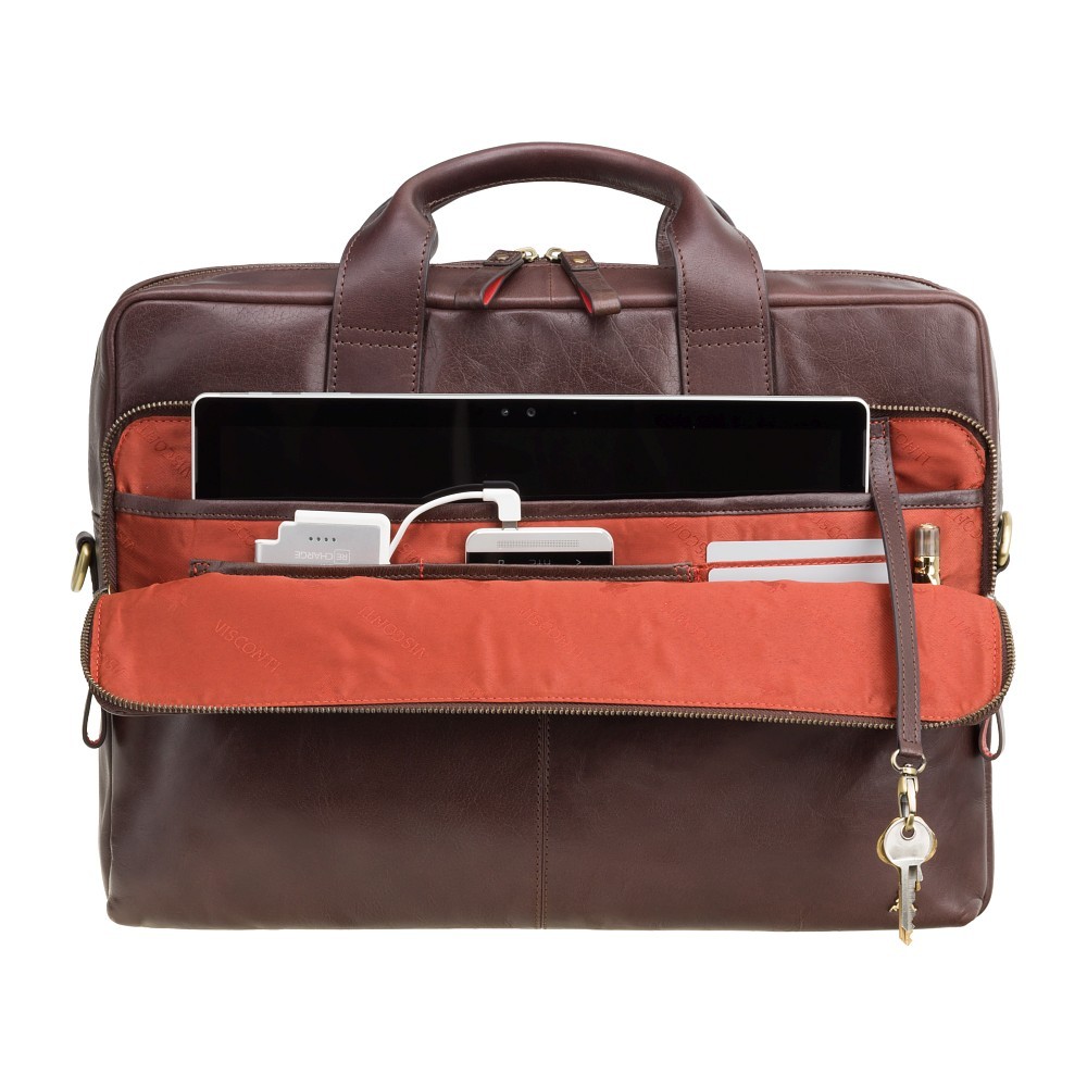Шкіряна сумка для ноутбука 13" Visconti ML30 brn (з зашитою RFID) коричнева