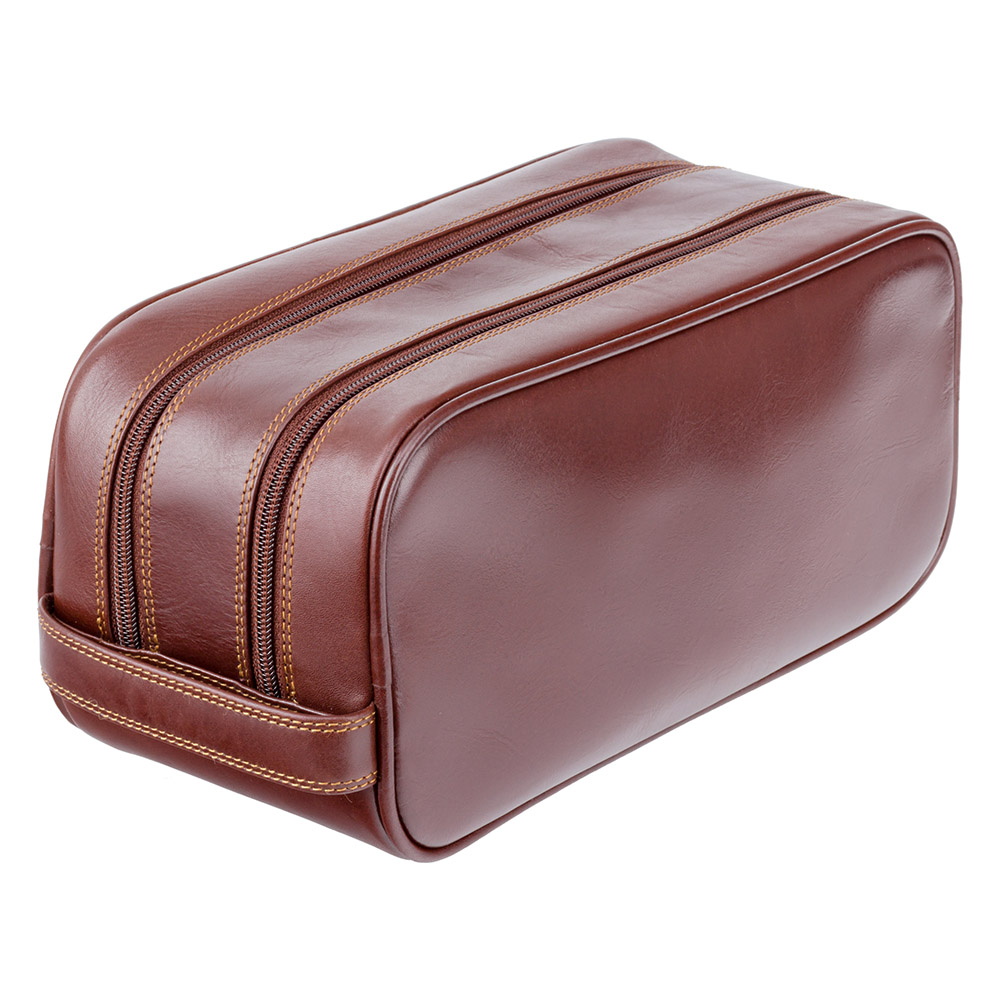 Шкіряна косметичка на два відділення Visconti MZ100 Naples (Italian Brown)