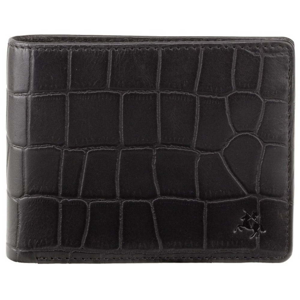 Чорний чоловічий шкіряний портмоне Visconti CR92 BLK Gator c RFID (Black)