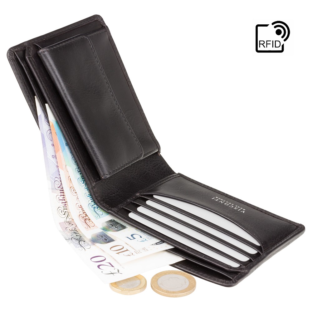 Чорний чоловічий шкіряний портмоне Visconti CR92 BLK Gator c RFID (Black)
