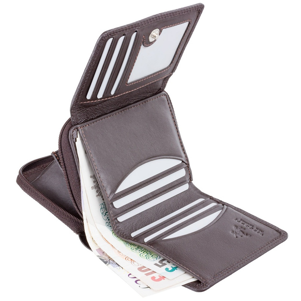 Темно-коричневий шкіряний гаманець жіночий Visconti HT30 CHOC Kew c RFID