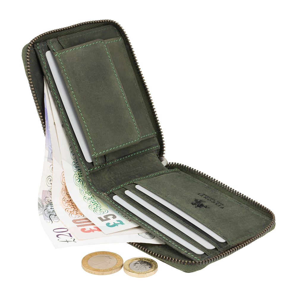 Зелений портмоне шкіряний - маленький Visconti 702 OIL GRN Bullet
