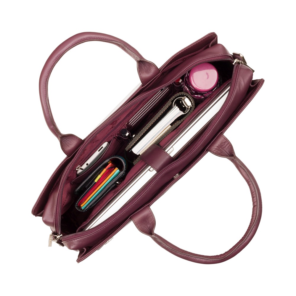 Сливова шкіряна сумка під ноутбук жіноча Visconti 18427 PLUM