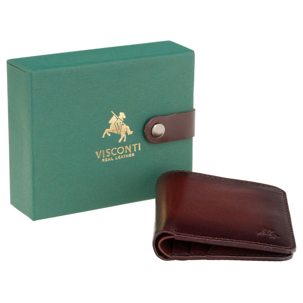 Коричневий гаманець чоловічий Visconti AT56 B/TAN David c RFID Burnish Tan