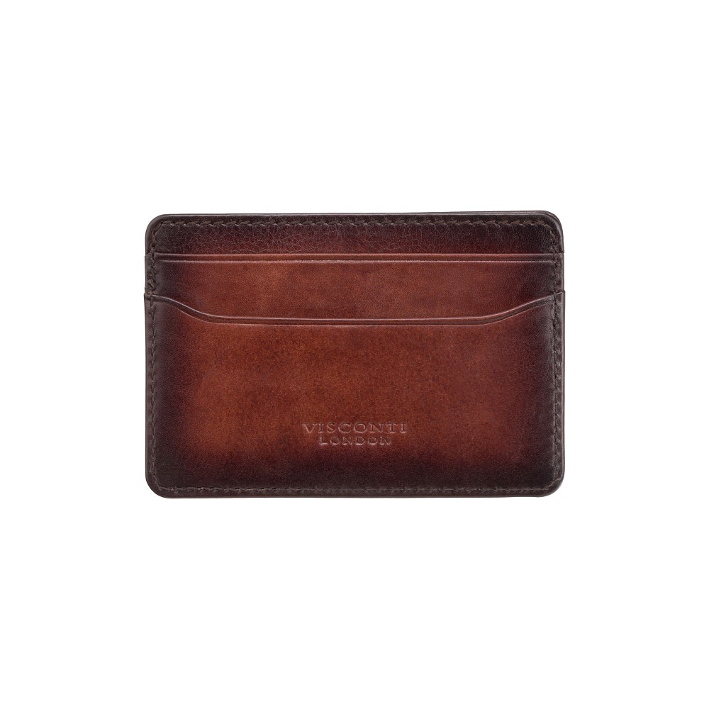 Коричневий шкіряний картхоледер Visconti AT54 B/TAN Burnish Tan
