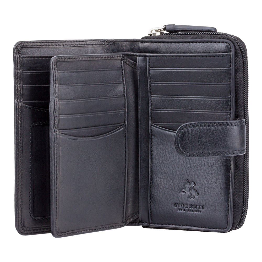 Чорний гаманець жіночий Visconti HT33 BLK Madame c RFID
