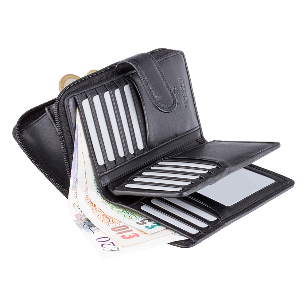 Чорний гаманець жіночий Visconti HT33 BLK Madame c RFID