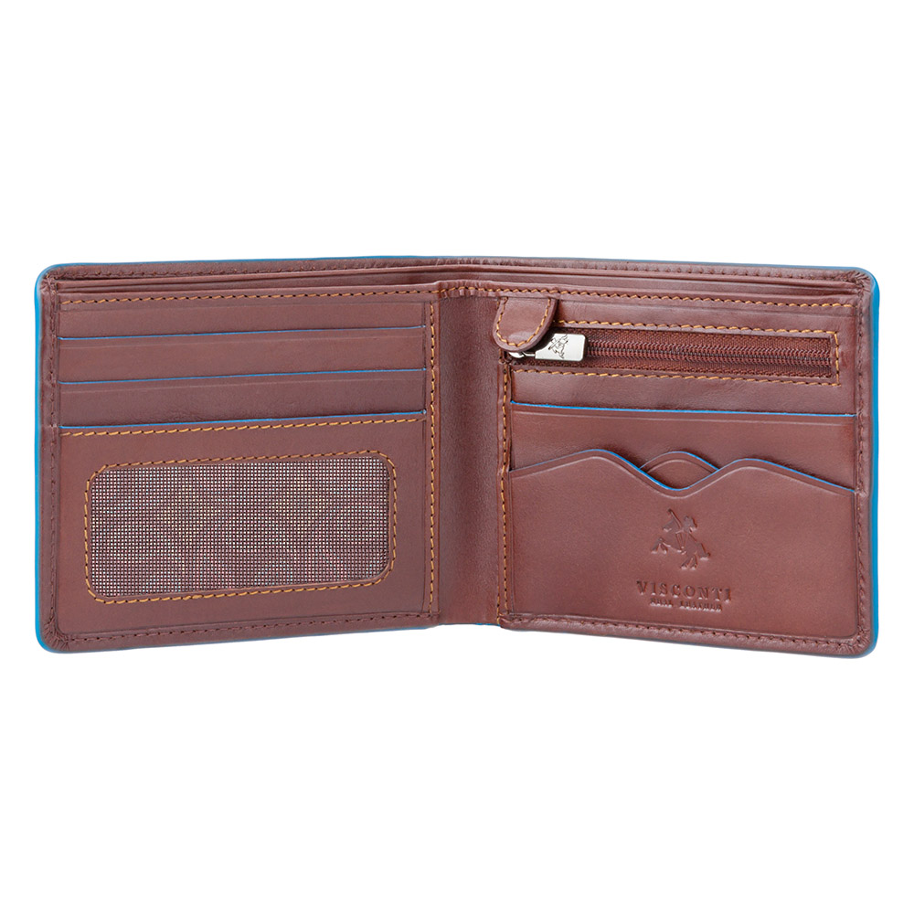 Коричневий шкіряний гаманець Visconti ALP85 IT BRN Ozwald з RFID
