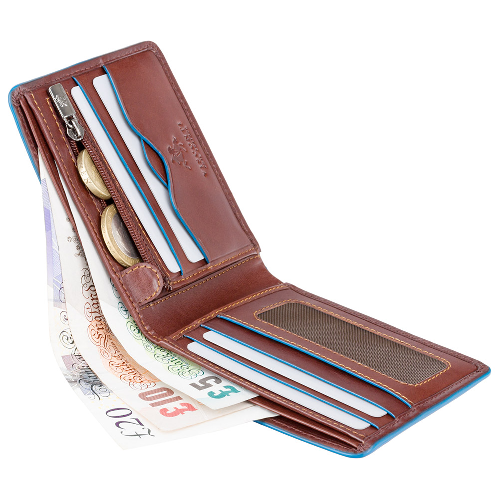 Коричневий шкіряний гаманець Visconti ALP85 IT BRN Ozwald з RFID