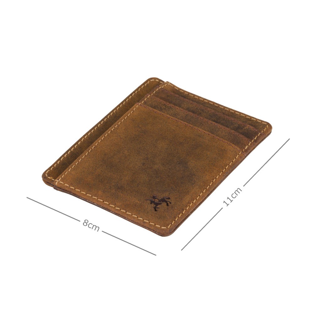 Коричневий шкіряний картхолдер Visconti VSL58 OIL TAN Stealth