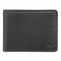 Чорний шкіряний портмоне Visconti PLR72 BK/ST/BL Segesta c RFID