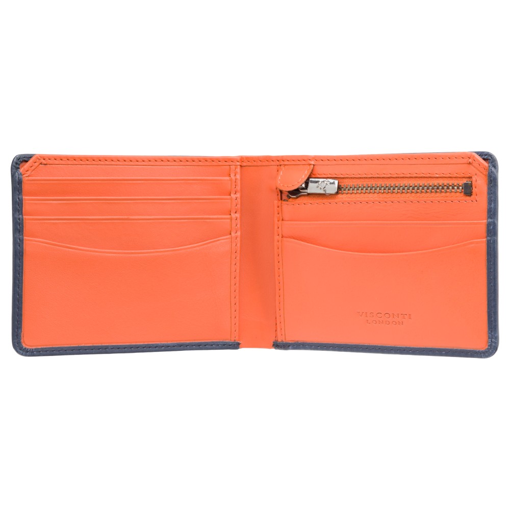 Синій шкіряний портмоне Visconti PLR72 ST/BL/OR Segesta c RFID