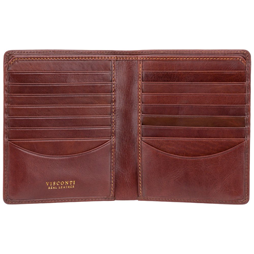 Коричневий шкіряний портмоне під візитні картки Visconti TSC49 TAN Matteo c RFID