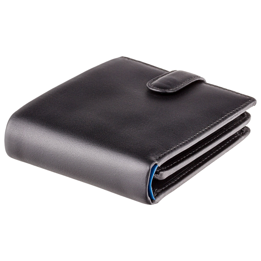 Чорний гаманець чоловічий Visconti PM102 BLK/BLUE Leonardo c RFID