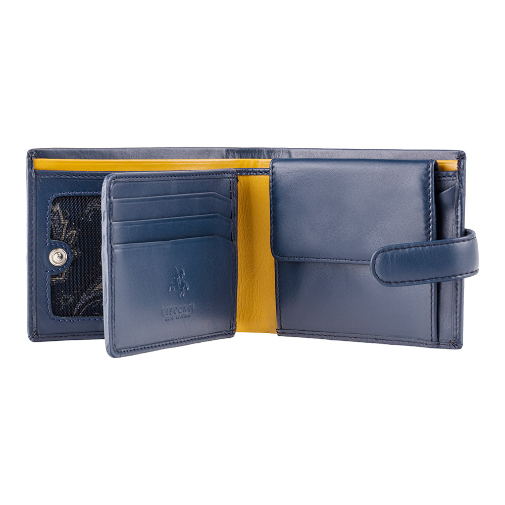 Синій чоловічий портмоне Visconti PM102 BLUE/MUST Leonardo з RFID
