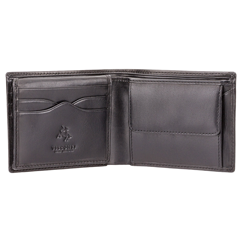 Чорний чоловічий шкіряний портмоне без клямки Visconti MZ4 IT BLK Lazio c RFID