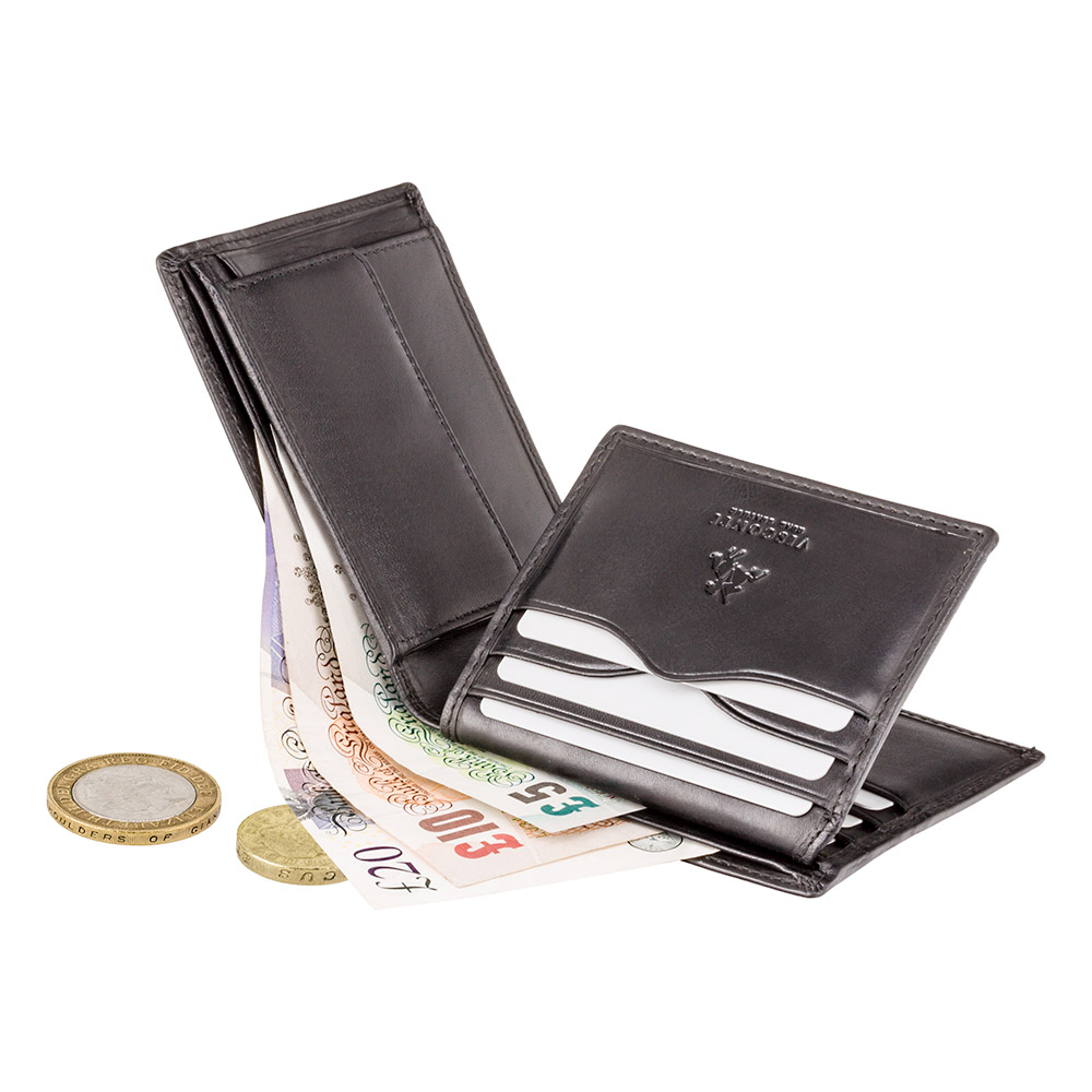 Чорний чоловічий шкіряний портмоне без клямки Visconti MZ4 IT BLK Lazio c RFID