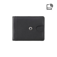 Чорний шкіряний затискач для грошей Viscont VSL57 BLK/COB