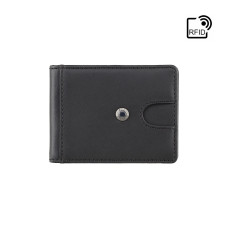 Чорний шкіряний затискач для грошей Viscont VSL57 BLK/COB