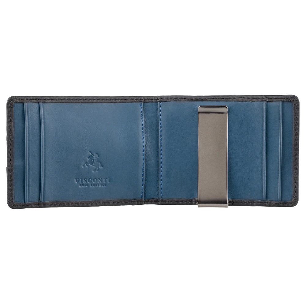 Чорний шкіряний затискач для грошей Viscont VSL57 BLK/COB