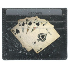 Чорний шкіряний картхолдер Royal Flush Visconti PKR44 BLK