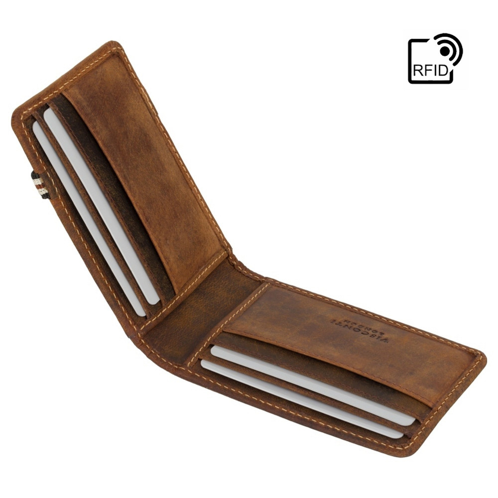 Шкіряний картхолдер коричневого кольору Visconti BN1 OIL TAN