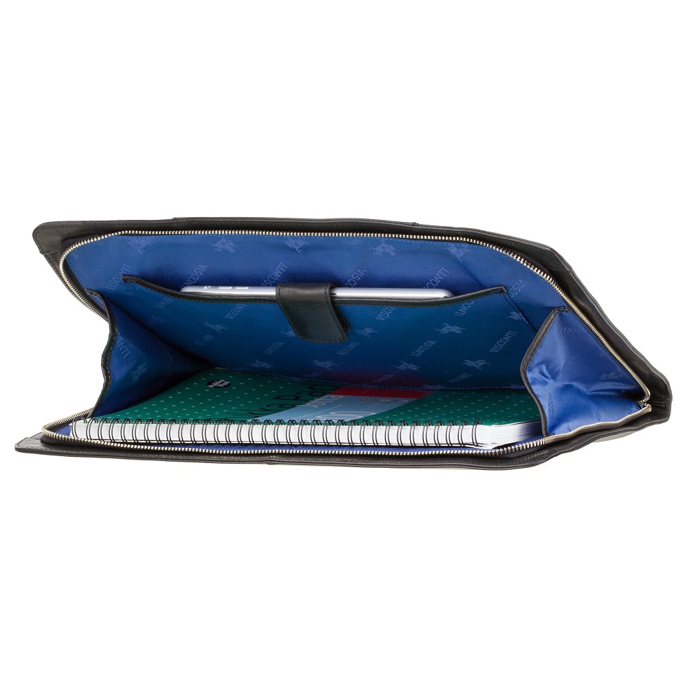 Чорна велика шкіряна папка під документи Visconti ML26 BLK