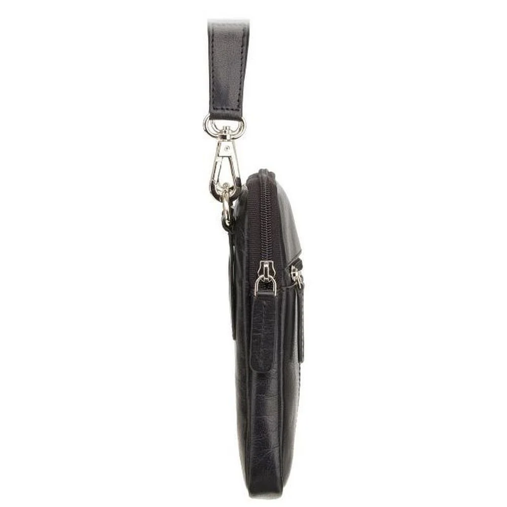 Чорна маленька чоловіча сумка із гладкої шкіри Visconti S10 BLK Remi (Black)