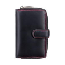 Жіночий шкіряний чорний гаманець з червоним всередині Visconti CD22 BLK/RED