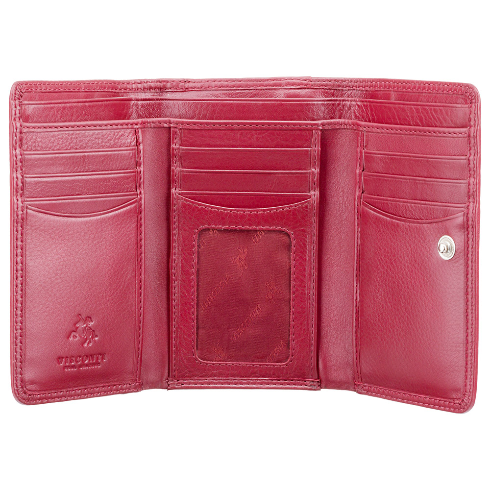 Червоний жіночий гаманець із натуральної шкіри Visconti HT32 RED Picadilly c RFID