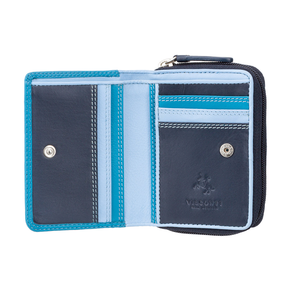 Голубий маленький гаманець з натуральної шкіри Visconti RB53 BLUE M Hawaii c RFID