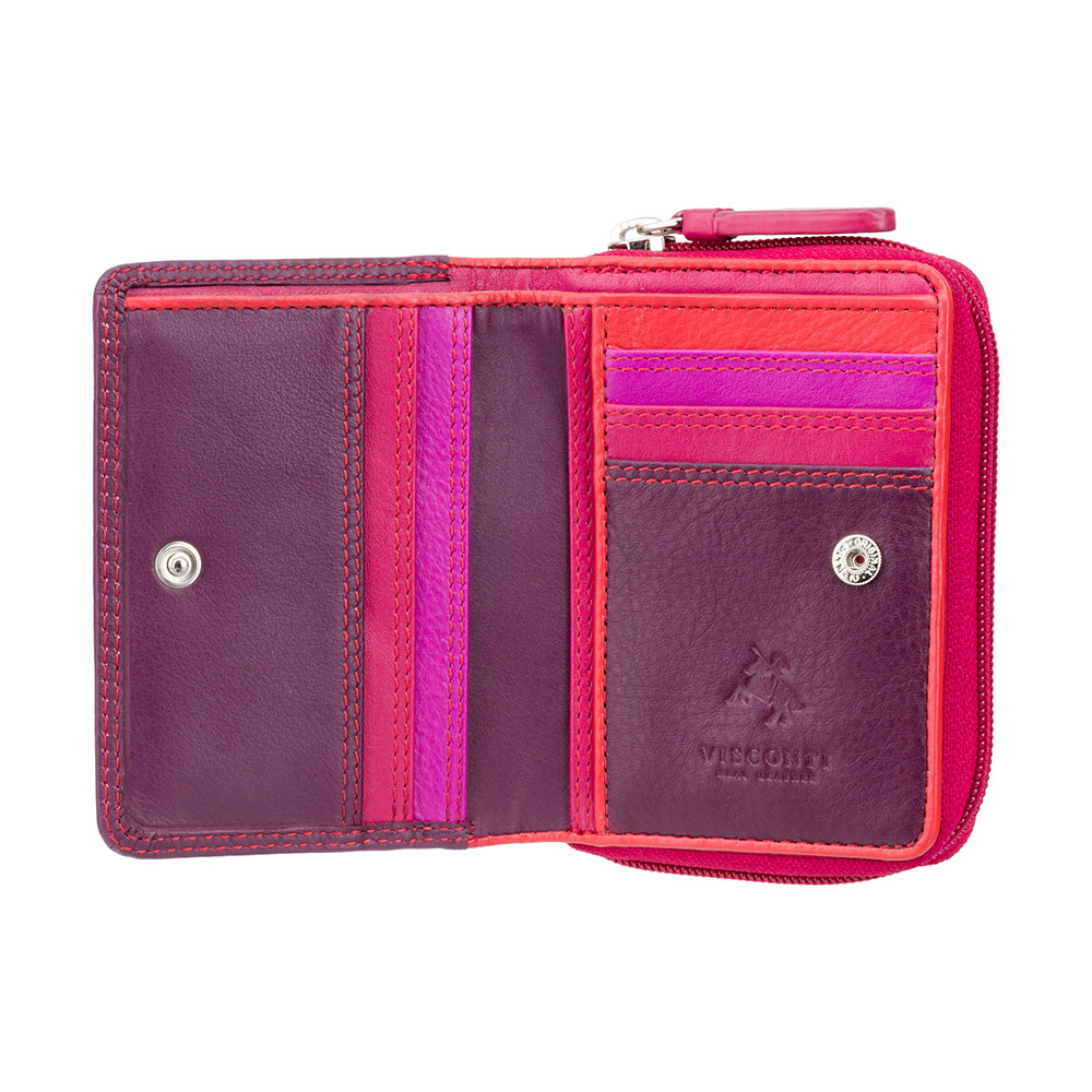 Фіолетовий шкіряний гаманець жіночий Visconti RB53 PLUM M Hawaii c RFID