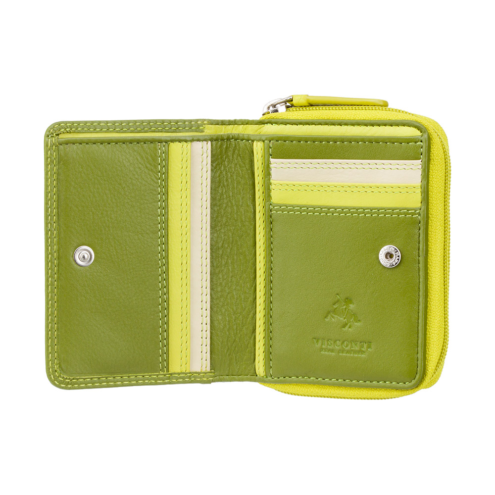 Зелений шкіряний гаманець жіночий Visconti RB53 LIME M Hawaii c RFID