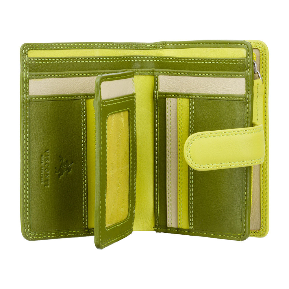 Зелений жіночий гаманець із натуральної шкіри Visconti RB51 LIME M Fiji c RFID