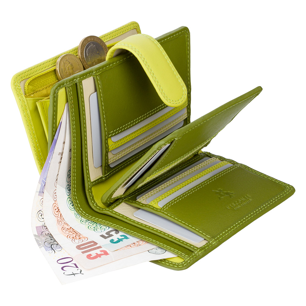 Зелений жіночий гаманець із натуральної шкіри Visconti RB51 LIME M Fiji c RFID