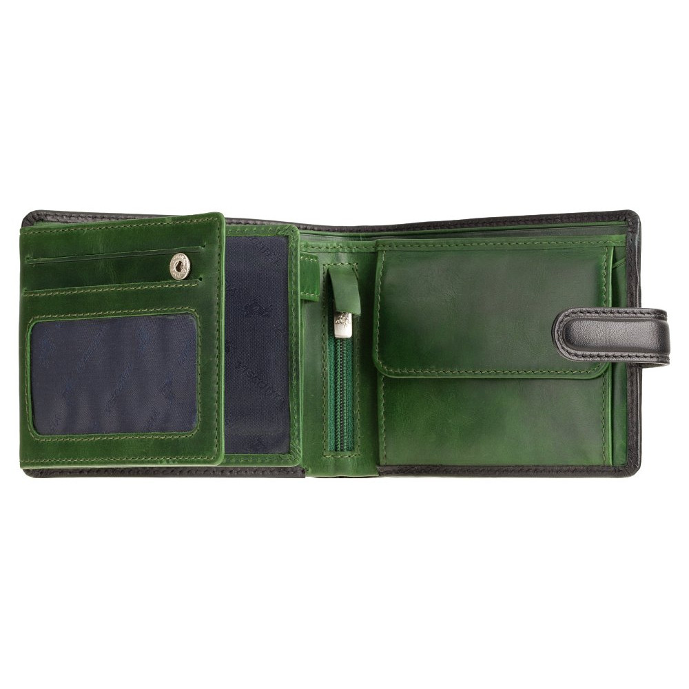 Гаманець чоловічий чорний із зеленим Visconti TR35 BLK/GRN Atlantis c RFID (Black Green)